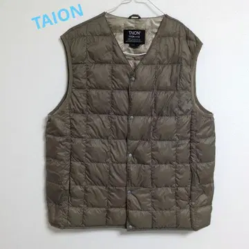TAION 퀼팅 다운 베스트 L 사이즈 카키 베이지
