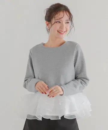 fitmore 오간자 프릴 레이어드 맨투맨