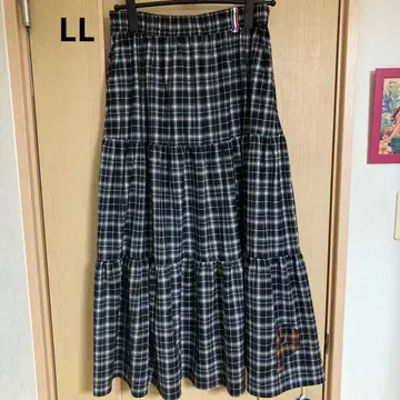 퍼슨즈 스커트 블랙 화이트 체크 무늬 허리밴딩