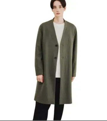tk 롱 코트 V넥 올리브 그린 멋진 디자인