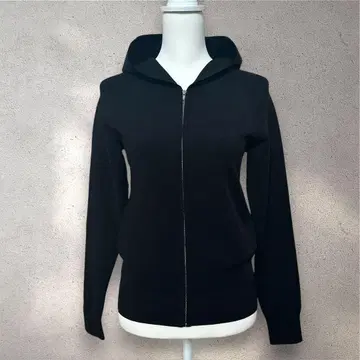 띠어리 블랙 후드 니트 지퍼 후드티 S