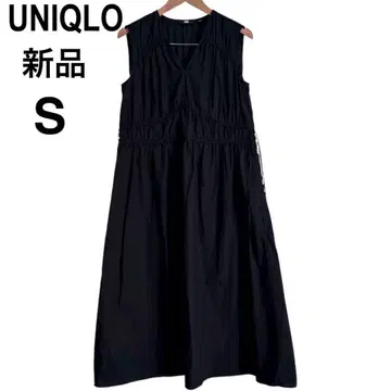 미사용 새상품 UNIQLO 유니클로 코튼 개더 원피스 블랙 S 인기