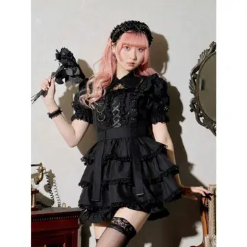 노에미 NOEME 레이스업 서스펜더 티어드 셋업 블랙