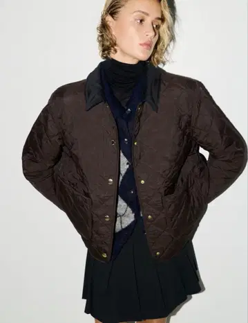 H&M 퀼팅 코듀로이 칼라 자켓