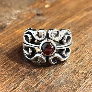 Sterling 실버 925 반지 Red Garnet