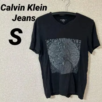 레어 Calvin Klein Jeans 블랙 V넥 T셔츠 블랙
