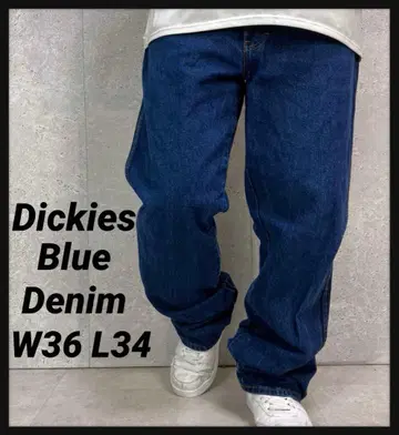 디키즈 블루 데님 청바지 구제 의류 W36 L34