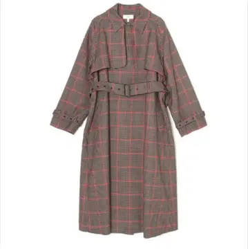 HYKE 체크 무늬 롱 코트 벨트 포함 사이즈 2