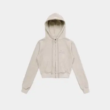 Badblood 베이지 크롭 후드티 자수