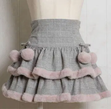 [당일 발송 가능]pium 퍼가 달린 티어드 미니 스커트 피움