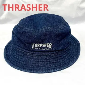THRASHER 데님 버킷햇 인디고 염색