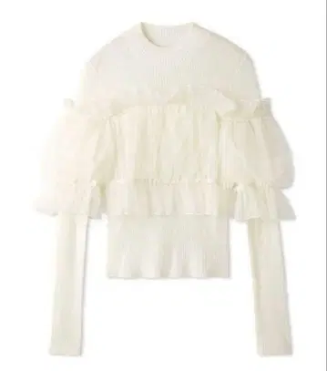 SNIDEL 튤 오프숄더 도킹 니트 풀오버