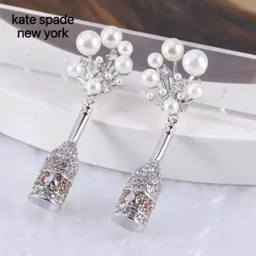 케이트 스페이드 샴페인 모양 스터드 귀걸이 실버