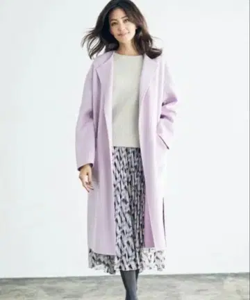 새상품급 23구 울 캐시미어 리버 코트 38 퍼플 라일락