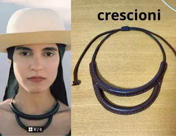 Crescioni 가죽 목걸이 브라운 브라운