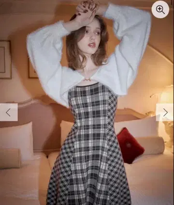 립서비스 페더 체크 앙상블 원피스