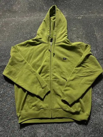 HUF 올리브 그린 집업 후드티 박스 로고 스트릿