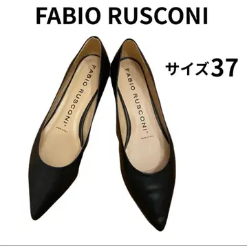 FABIO RUSCONI 블랙 가죽 펌프스 로우힐 37