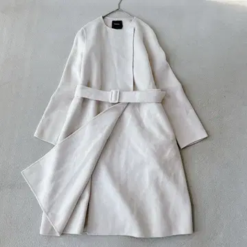 띠어리 더블 페이스 캐시미어 노카라 롱 코트 벨트