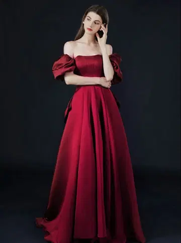 촬영용 드레스 빨간색 컬러 드레스 S