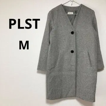 플라스테 여성용 노카라 코트 그레이 심플 롱 코트 무지