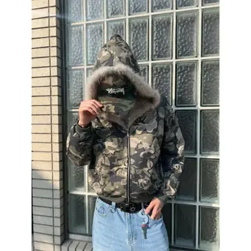 카모플라쥬 퍼 후드티 자켓