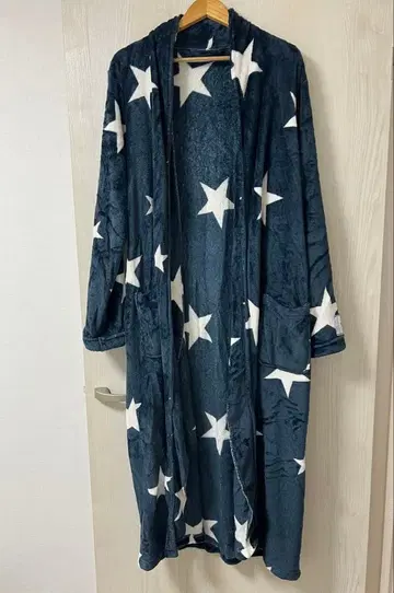 OUFCA 목욕 가운 파자마 네이비 별 패턴 플리스 로브 목욕 가운