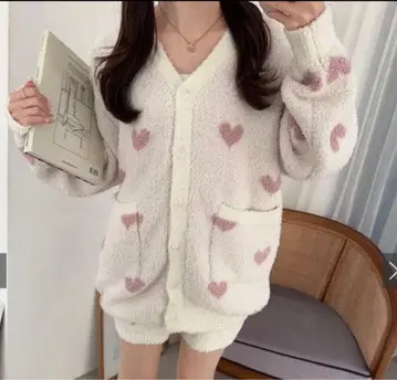 하트 무늬 가디건 x 숏팬츠 셋업[dr749]