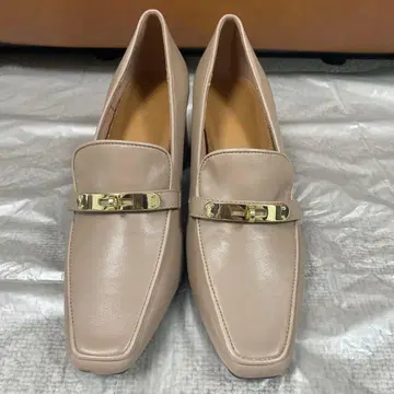 RANDA 베이지 스퀘어토 로퍼 중간 힐