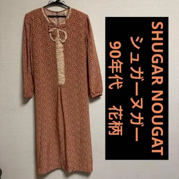 슈가 누거 SHUGAR NOUGAT 꽃무늬 브라운 원피스 90년대