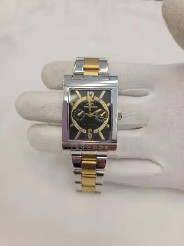 테크노스 쿼츠 손목시계 실버/골드 직사각형 케이스