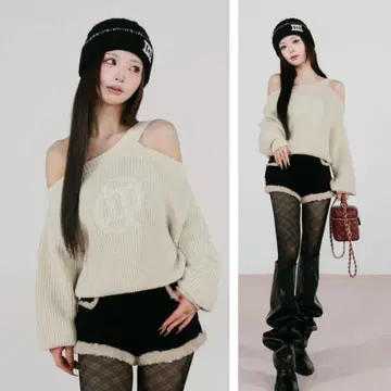 새상품 미개봉 Darich 케이블 로고 아지메 니트탑 IVO