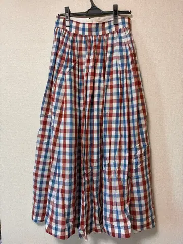 LIFE WITH FLOWERS 마드라스 체크 플레어 스커트