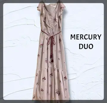 MERCURYDUO 꽃무늬 자수 프릴 티어드 롱 원피스 F 핑크