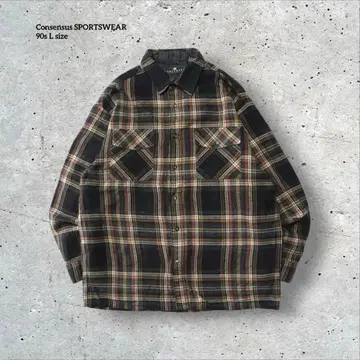 90s Consensus 옴브레 체크 플란넬 셔츠 L 블랙