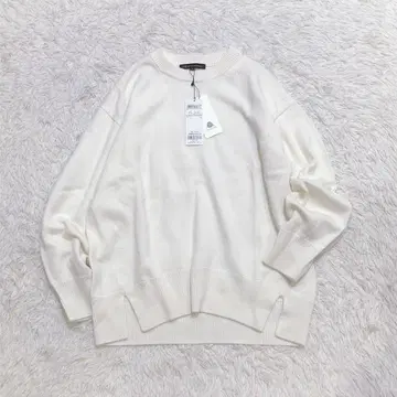 택 포함 새상품 23구 울 100 하이넥 니트 풀오버 화이트 38