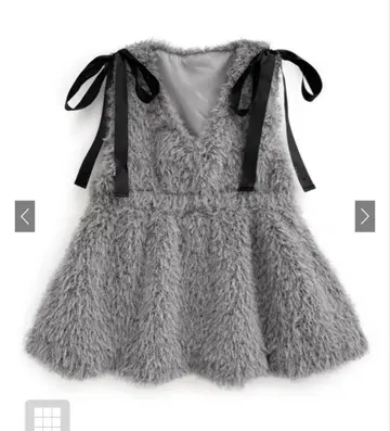 V넥 리본 퍼 페플럼 튜닉[gn333]