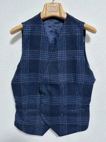 SANTANIELLO 46 네이비 체크 베스트