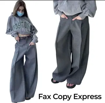Fax Copy Express 그레이 와이드 슬랙스