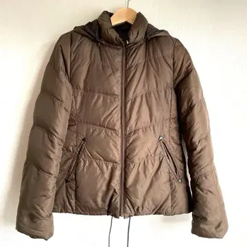 쿠미쿄쿠 후드 부착 리버서블 다운 자켓 카키&브라운