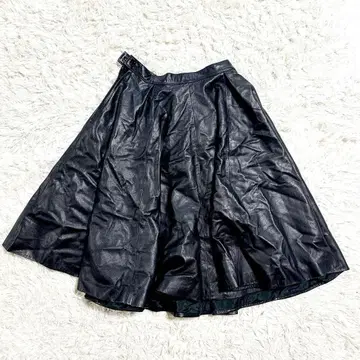 [ 가죽 스커트 ] 무릎 기장 플레어 스커트 가죽 가을/겨울 [ L ]