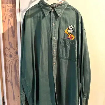 Disney Store 구피 자수 그린 셔츠 X-LARGE