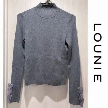 [LOUNIE] 소매 프릴 리브 니트 풀오버