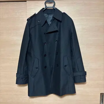 다크 블루 트렌치코트 더블 브레스트