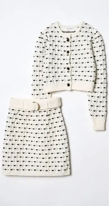 REDYAZEL 아이보리 도트 무늬 셋업