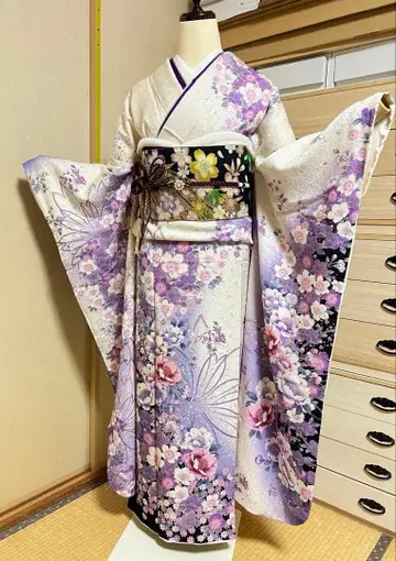 umean 성인식 순수 실크 후리소데 세트