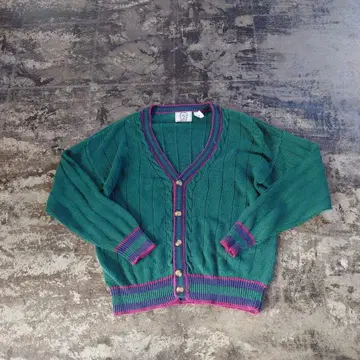 SEARS 라미 코튼 가디건 그린 x 퍼플 L 4736