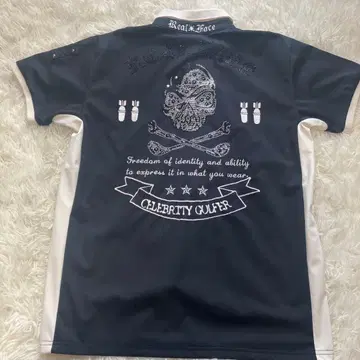 [새상품급] REAL FACE 스컬 스톤 저지 원단 카라 부착 셔츠 L