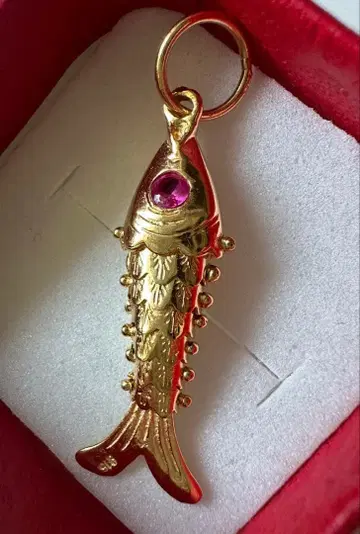 K22 금 /916 골드 행운의 물고기 펜던트