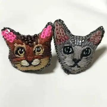 tamao world 타마오월드 고양이 자수 귀걸이